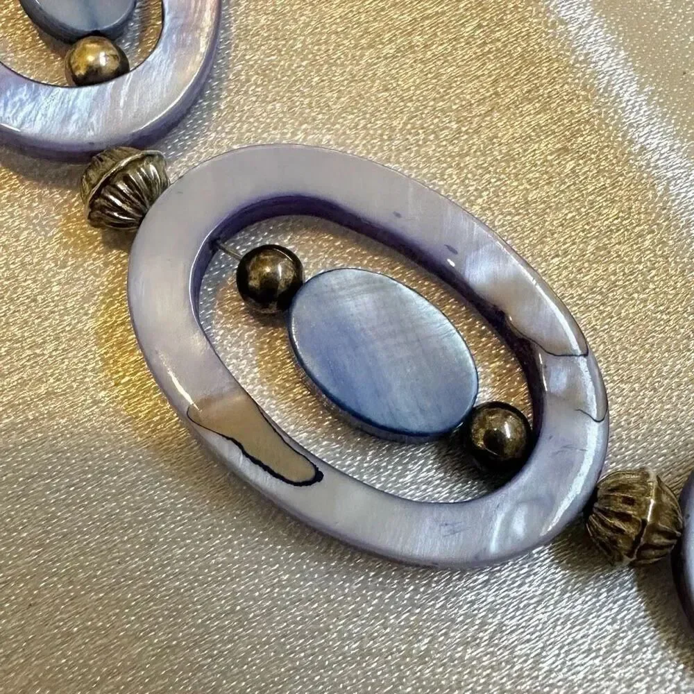 Blue oval Abalone necklace